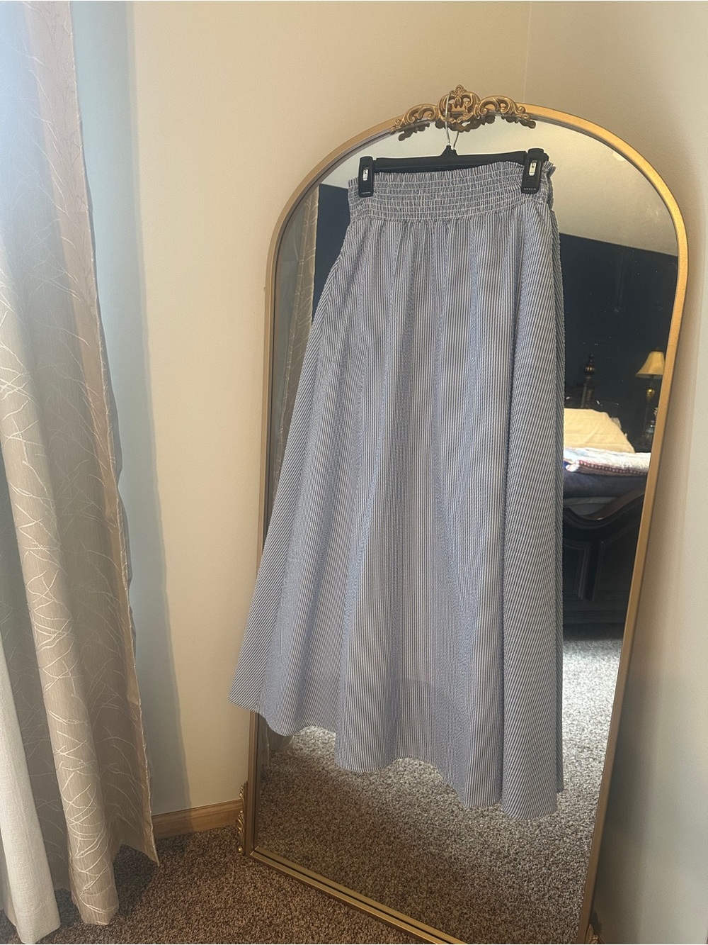 Agnes & Dora Light Blue Maxi Skirt with Smocked Waistband